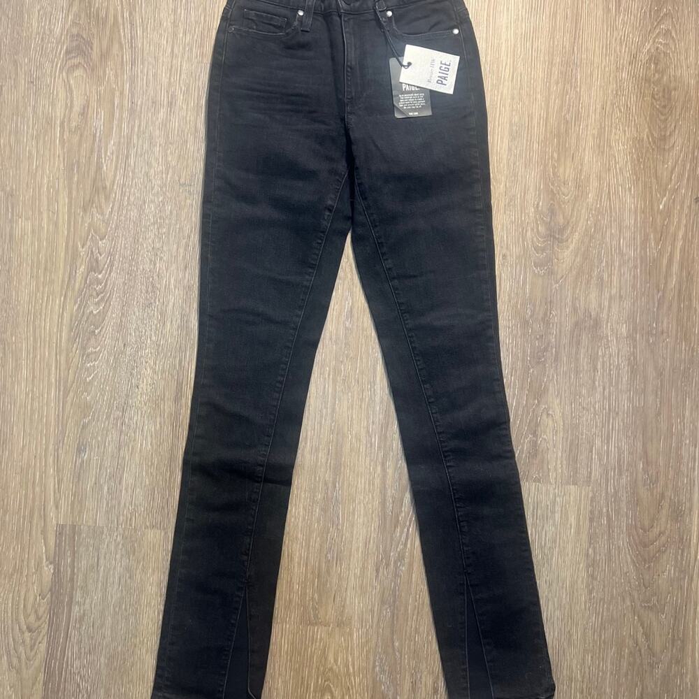 NWT PAIGE x Rosie HW Constance High Rise Split Hem Jeans Black NWT Size 25